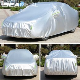 SUVSedan Cover with Side Zipper Outdoor Car Sun Shade Protector Waterproof Dustproof Exterior Snow Covers Reflective StripHKD230628