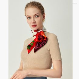 Scarves Female Foulard Fashion Silk Square Scarf For Women 65 65cm Neck Hair Tie Band Designer Soft Neckerchief Hijab En Soie