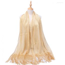 Scarves 2023 Fashion Solid Color Rayon Tassel Fishnet Scarf Women Muslim Shawl Lady Winter Girls Gifts