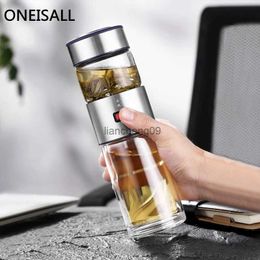 400ml Glass Water Bottle Loose Leaf Tea Strainer Tea Infuser Double Wall Glass Bottle Free Disassemble Thermos Kitchen Tools L230620