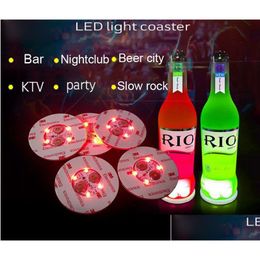 Other Event Party Supplies Litecoast 6Cm Led Beer Coaster Colorf Stickers Flashing Lights For Bar Fun Drinks Drop Delivery Home Ga Dhmdc
