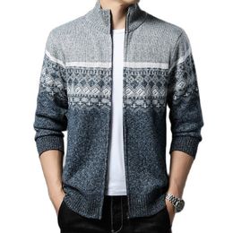 Men's Sweaters Autumn and Winter Korean Style Men Patchwork Cardigan Stand Collar Sweater Coat Zipper Knitted Jacket Male 8837 230628