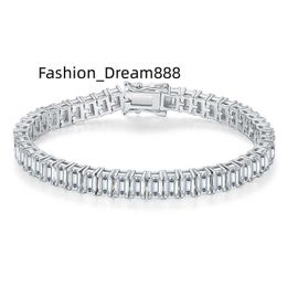 925 silver moissanite bracelet 3*5mm VVS Emerald Cut moissanite tennis bracelet 0.5ct lab diamond tennis chain bracelets
