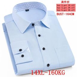 Men's Dress Shirts Large size 10XL 11XL 12XL 13XL 14XL Men's Long Sleeve Lapel Business Office Business 10 Colour Formal Blue Shirt 6XL 7XL 8XL 230628