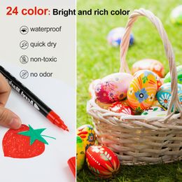 Markers Acrylic Paint Pens suit 24 Colors Marker Pen for Rock Painting permanent waterproof Stone Ceramic Canvas DIY Card Wood Glass