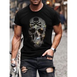 Men's T-Shirts Men's Quality Fashion T-Shirts Casual Streetwear Short Sleeve Skull Drill Men Clothing Tee Tops O-Neck Tshirt Y2K 230627