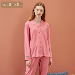 Women's Sleepwear Autumn Winter Women's Cardigan Plus Cotton Blouses Long Sleeve Sleep Tops Pants Bamboo Robe Sets Pyjamas Homesuit