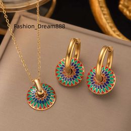 Wholesale Daisy Flower Jewellery Set Gold Plated Adjustable Women's Stainless Steel Necklace Earring Set