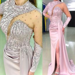 2023 Aso Ebi Mermaid Beaded Prom Dress Satin Sexy Evening Formal Party Second Reception Birthday Bridesmaid Engagement Gowns Dresses Robe De Soiree ZJ666