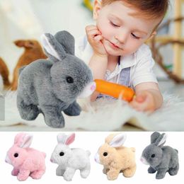 ElectricRC Animals Cute Electric Pet Easter Plush Stuffed Bunny Interactive Toy Robot Rabbit Walking Jumping Running Animal Shake Ears For Kid Gift 230627