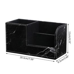 Holders Black Marble Leather Desk Stationery Organizer Pen Pencil Holder Mobile Phone Remote Control Storage Dropship