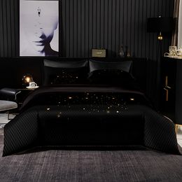 Bedding sets Black Luxury Bedding Set Duvet Cover 228x228 With Pillowcase 245x210 Quilt Cover High-End Atmosphere Large Bed Sheet Set 230627