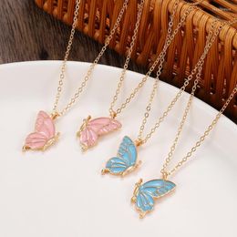 Chains Dripping Oil Double Spell Butterfly Necklace Ins Creative Friendship Set Collarbone Chain Girlfriend GiftChains