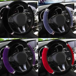 Steering Wheel Covers 38 Cm/15" Car Cover Autumn Winter Warm Anti-slip Soft Plush Elastic Decoration