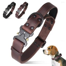 Dog Collars Soft Real Leather Collar Genuine Durable With Safe Buckle Handle For Medium Large Dogs German Shepherd