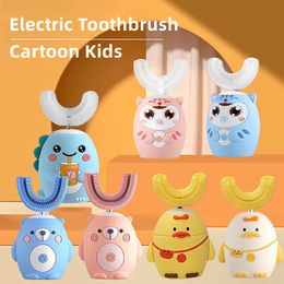 Toothbrush Smart 360 Degrees Sonic Electric Children Silicon U shape for Kids With lights Tooth Brush Cartoon Pattern 230627
