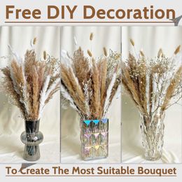 Dried Flowers Wedding Arrangement Bouquet Grass Decor Natural Bunny Tails Home Style Table Decoration