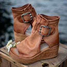 Boots Flat Bottom summer Ankle boot s wedge sandals belt Buckle Roman shoe Open Toe 35 43 230628