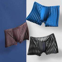 Underpants Men Underwear Ice Silk Male Seamless Boxershorts Summer Spring Ultrathin Breathable Elastic Solid Panties