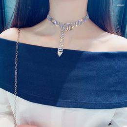 Choker European And American Short Necklace Collar Strap With Sexy Full Rhinestone Clavicle Chain For Trendy Female Gift