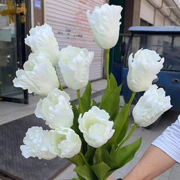 Decorative Flowers Large White Tulips Silk Artificial Home Decor Wedding Party Decoration Flores Artificiales Pography Props