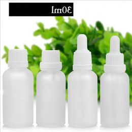 White Dropper Cap Glass Round Dropper Bottle 30ml Travel Portable Frosted Essential Oil Container 30 ml 550pcs Lot Mskjj