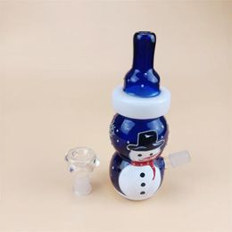 Mini glass bong: Christmas Snowman Dab rig and shisha