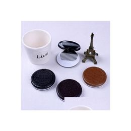 Compact Mirrors Portable Cute Chocolate Cookie Shape Cosmetic Makeup Mirror Add Comb Lady Girl Lovely Cookies Design With Xb18 Drop Dhuun
