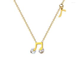 Pendant Necklaces Korean Fashion Musical Notes Necklace For Women Crystal Stainless Steel Female Choker Wedding Jewelry Gift