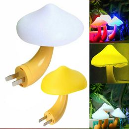 Mushroom Shape LED Night Lights Sensor Dusk to Dawn Bedroom Decor Wall Lamps for Kids Children's Room Bedside Lamp US/EU Plug HKD230628