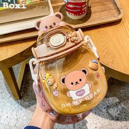 Water Bottles Cute Bear For Girls Kids With Straw Summer Large Capacity Juice Milk Bubble Tea School Sport Drinking Cup A Free 230627