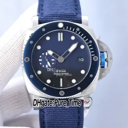 V7 47mm New Dive 01289 A2555 Automatic Mens Watch Blue Dial BMG-TECH Steel Case Blue Nylon/Leather Strap Gents Watches Pure_Time PTPM A10b