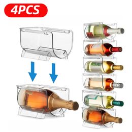 Bar Tools 124Pcs Stackable Wine Rack Refrigerator Organiser Universal Bottle Holder Water Champagne storage box 230627