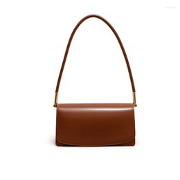 Evening Bags Minimal Underarm Bag Niche Design Organ Metal Hardware Shoulder Cowhide Versatile Shaped Small Square Women