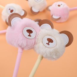 Pens 12pcs Korea stationery creative cute cartoon bear fur ball pen cute pen gel pen wholesale for primary school students