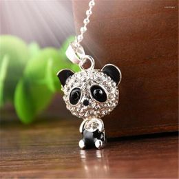 Pendant Necklaces Pretty Panda Fashion Necklace Women Crystal Accessories Sweater Jewelry For Womens Gift