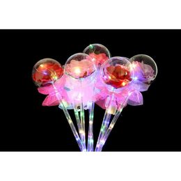 Party Decoration Glowy Rose Led Wands - Decor With Bobo Ball Stick Valentines Day Atmosphere Red Flowers Drop Delivery Home Dhut6