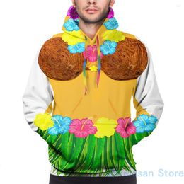 Men's Hoodies Mens Sweatshirt For Women Full Body Hula Dancer With Lei Flowers Grass Skirt Coconut Bra Print Casual Hoodie Streatwear