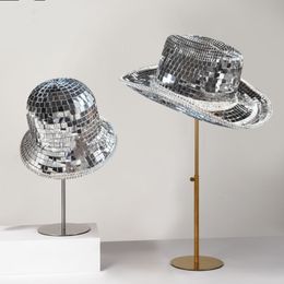 Party Hats Disco Cowboy Hat Disco Ball Cowboy Hat Glitter Disco Hat Cowgirl Cap Mirror Ball Cowboy Hat Sequin Cap With Glass Wild Party 230627