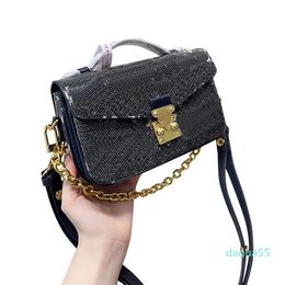 Denim Messenger Bag Chain Crossbody Purse Fashion Letters Printing Shoulder Bags Women Square Handbag Metal Hardware Flap Bag