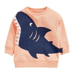 T shirts Little maven Autumn Boys Sweatshirts Animal Shark Appliques 2 to 7years Old Children Long Sleeve Shirts Sweathirts for Kids 230627