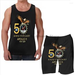 Men's Tracksuits Summer Funny Print Men Tank Tops Women 50th Anniversary Apollo 11 Beach Shorts Sets Fitness Vest