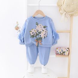 Clothing Sets Spring Autumn Children's Set Fashion Baby Girl Outfit 2pcs Suit Coat Pant Cartoon Cotton Clothes