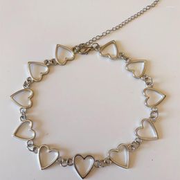 Choker Hollow Korean Sweet Love Heart Necklace Statement Girlfriend Gift Cute Bicolor Jewelry Jewellery Christmas Party