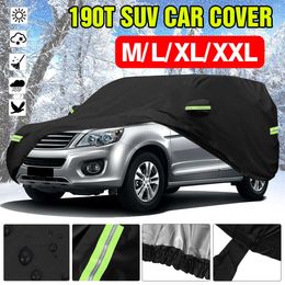 Universal SUVSedan Full Covers Outdoor Waterproof Sun Rain Snow Protection UV Zipper Design Black Car Case Cover MXXLHKD230628