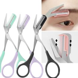 Makeup Scissors Eyebrow Trimmer Comb Stainless Steel Brow Hair Clips Shaping Razor Grooming 1Pcs Accessories 230627