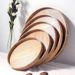 Piatti decorativi Vassoio rotondo in stile giapponese Piatto da portata in legno Snack Deseert Tavola da tè Piatti da tè naturali Piatto da portata WF 230627