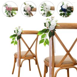 Decorative Flowers Wedding Chair Flower Decoration Artificial Rose Arrangement For Back Aisle Pew