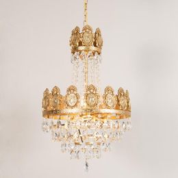 Pendant Lamps American Crystal Chandelier Living Room Personality French Crown Iron Art Restaurant Bedroom Duplex Villa Shop Lamp