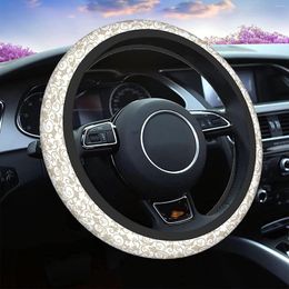 Steering Wheel Covers Baroque Flower 15 Inch Floral Pattern Elements Universal Fit Most Car Sedans SUVs Comfort Grip